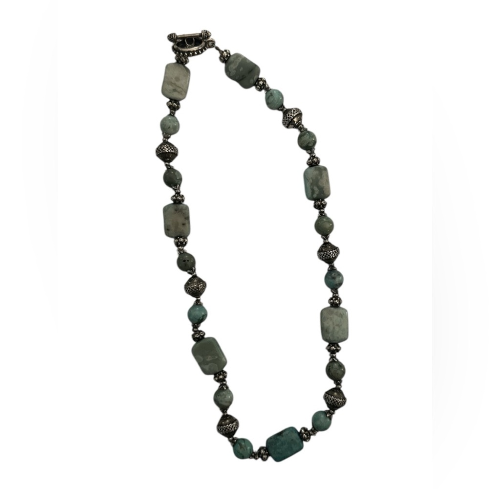 Boho vibes!! Green and Turquoise Beaded Necklace